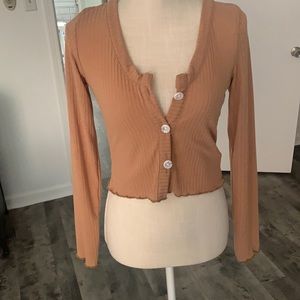 Cropped Ribbed Cardigan